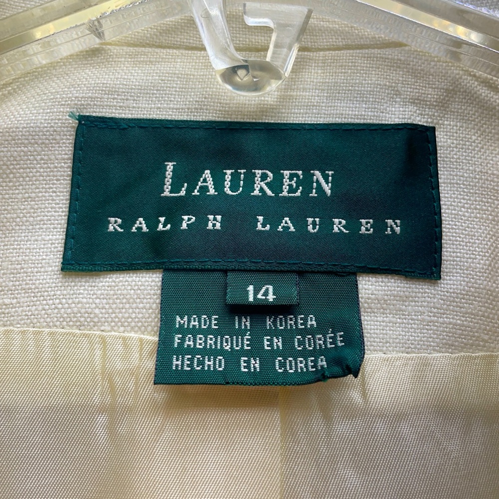 NWT Lauren Ralph Lauren Greenwich Ecru Linen Double Breasted Blazer Jacket Sz 14 - Picture 3 of 7